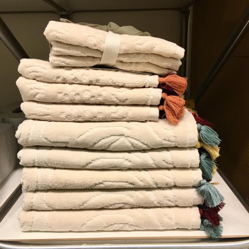 闪电发货zarahome浴巾彩色流苏绒球花卉复古印花棉质柔软毛巾洗脸巾