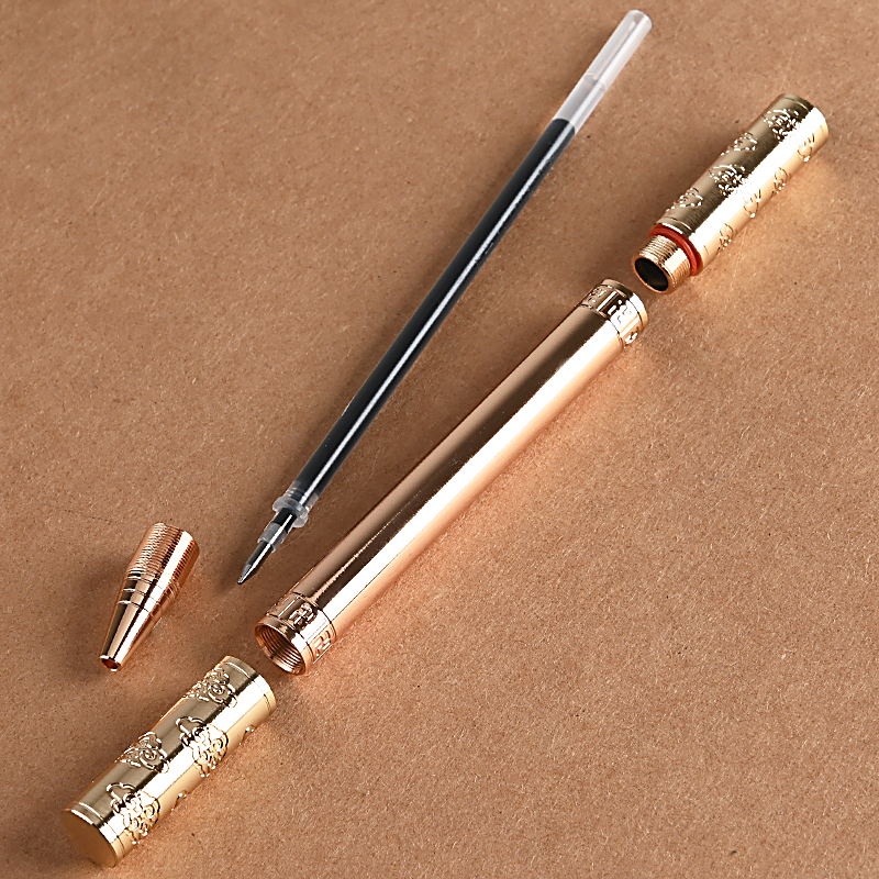 舒弗如意金箍棒笔中性笔金属纯铜黄铜笔不锈钢黑签字碳素情侣笔法杖笔