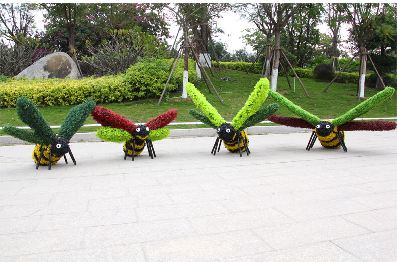 悦吉祥仿真绿雕植物雕塑园林摆件景观雕塑大型景观摆件仿真蜜蜂蝴蝶绿