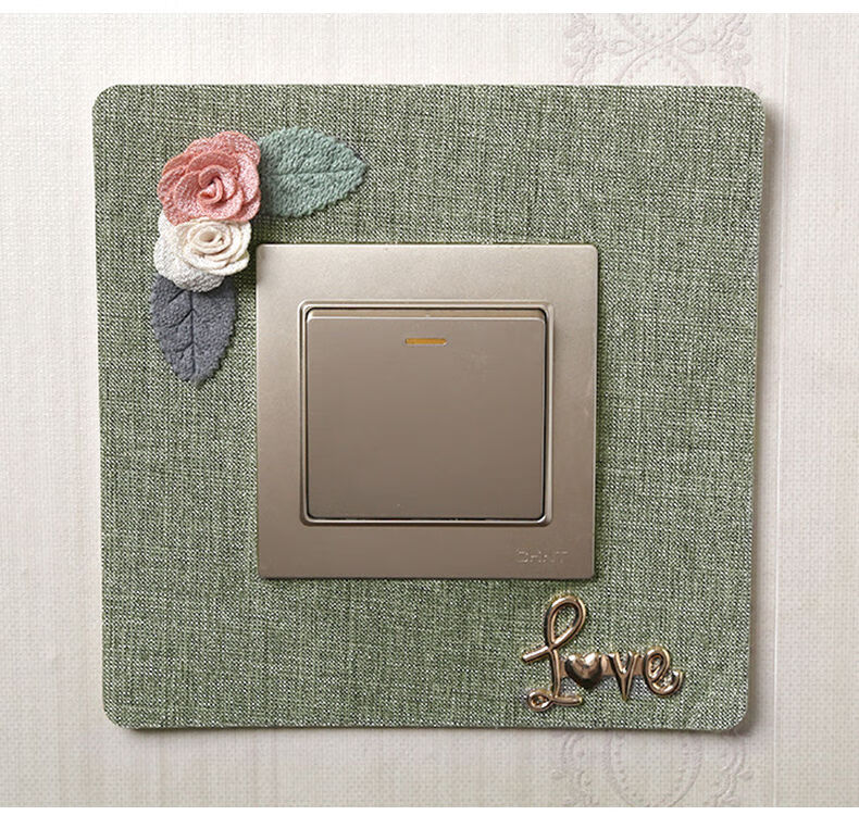 欧式开关装饰贴墙贴布艺灯开关保护套插座装饰创意家用免粘开关套 双