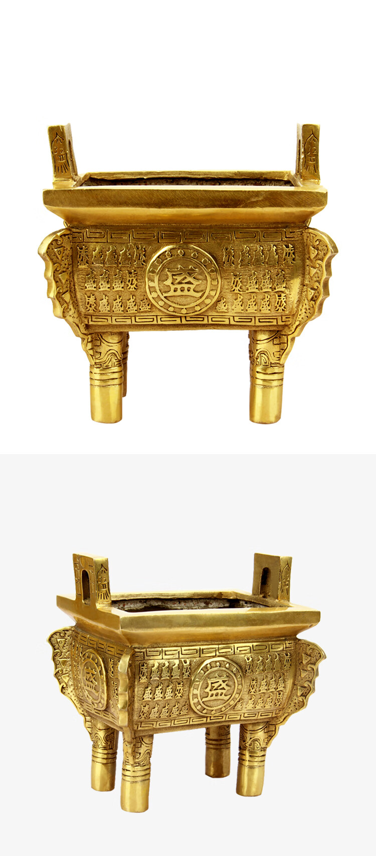 双龙纯铜香炉铜鼎兽仿古大方 铜鼎摆件 铜盛鼎 摆件 红铜色合金盛鼎