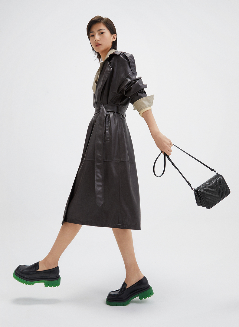 charleskeith2021秋季ck170380846女士撞色厚底单鞋乐福鞋black黑色36