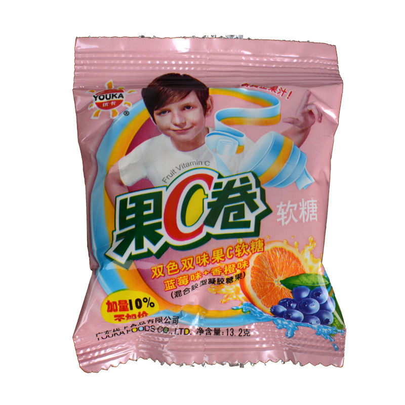 果c卷 13g/包 优卡果c卷软糖 卷果汁软糖 混合口味 儿童创意糖果 水果
