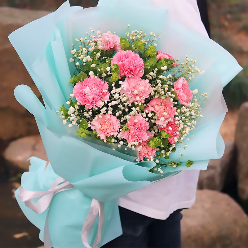 荟鲜阁鲜花速递康乃馨玫瑰混搭花束礼盒生日礼物送妈妈岳母长辈探望