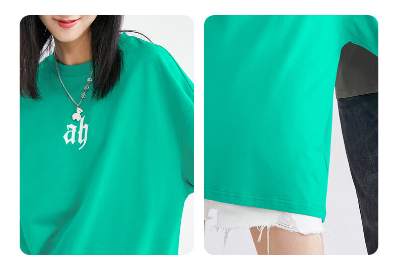 三福2022夏男士字母印花易干情侣短t恤街潮微落圆领上衣男452501灰色