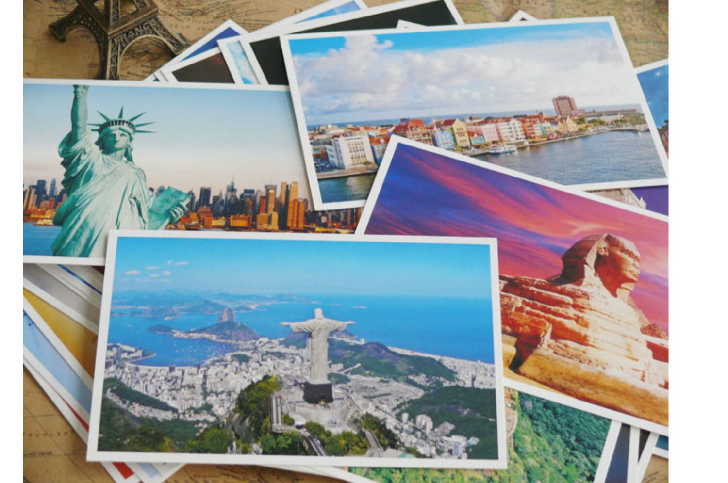 预售100张世界各地风景明信片ins简约文艺中风小卡片上海城市旅游景点