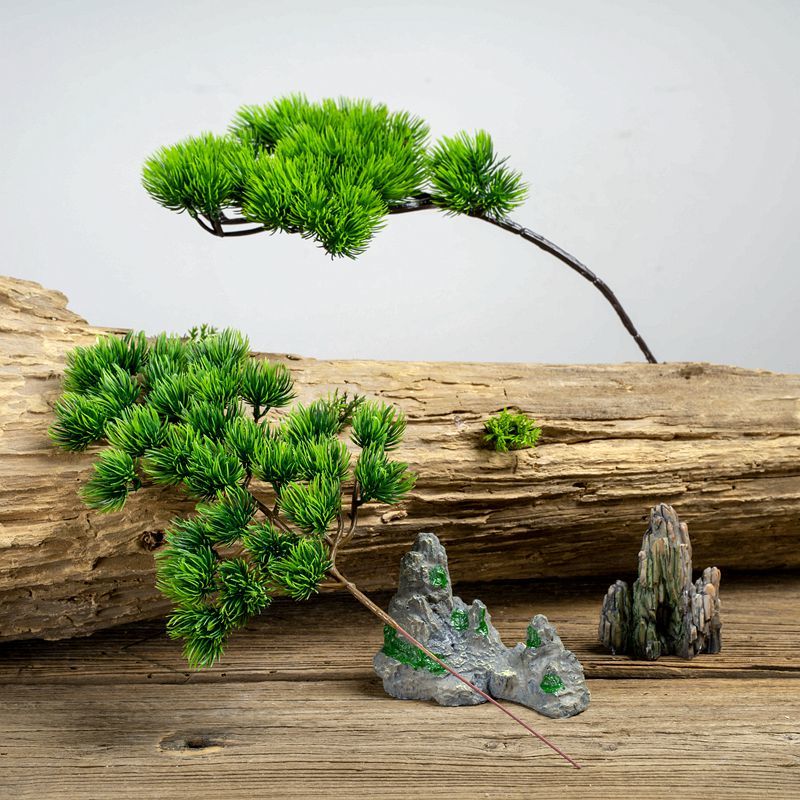 仿真松针崖柏树枝假花松树盆栽松枝道具干花塑料花松树叶子假树叶 特
