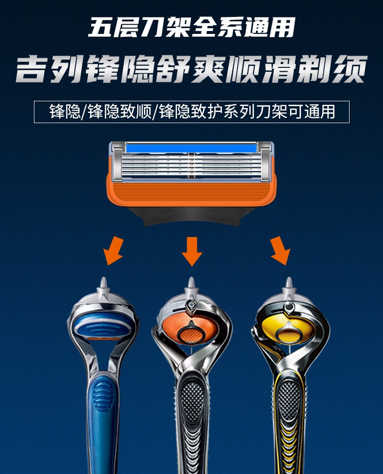 吉列(gillette) 锋隐手动剃须刀五层刀片 吉利锋速5刀片男士吉利老式