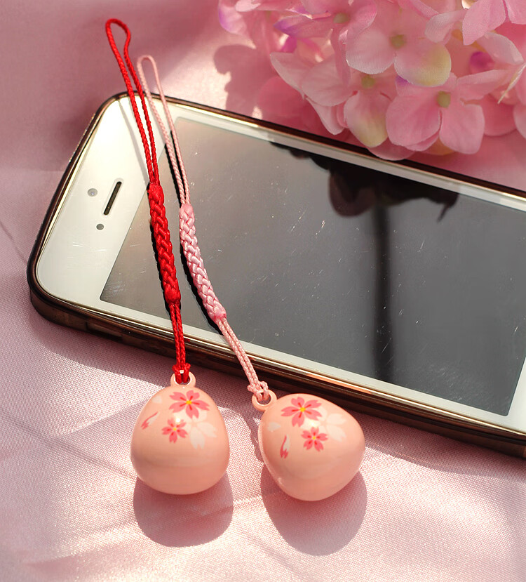 日式水音铃手机链挂件全封闭樱花铃铛御守水琴铃外国人礼物 樱花水音