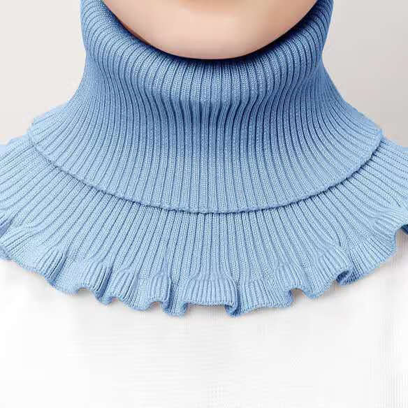 此处美兮套头围脖女秋冬新品百搭保暖纯色弹力针织假领毛线高领脖套