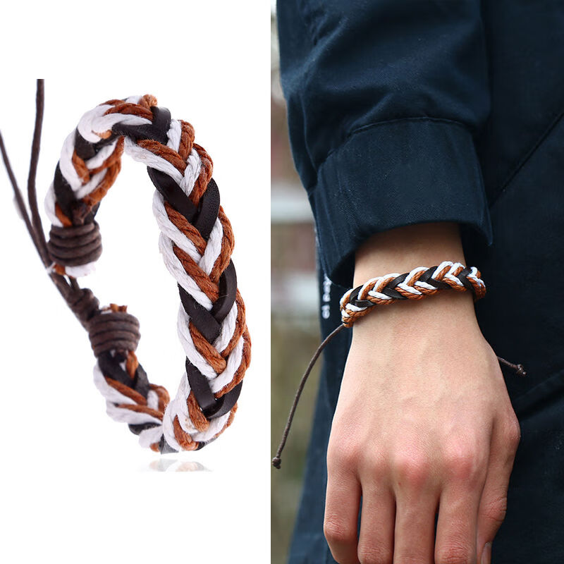 复古手链潮流男学生韩版单身兄弟男士手链帅气社会手绳编织个性潮
