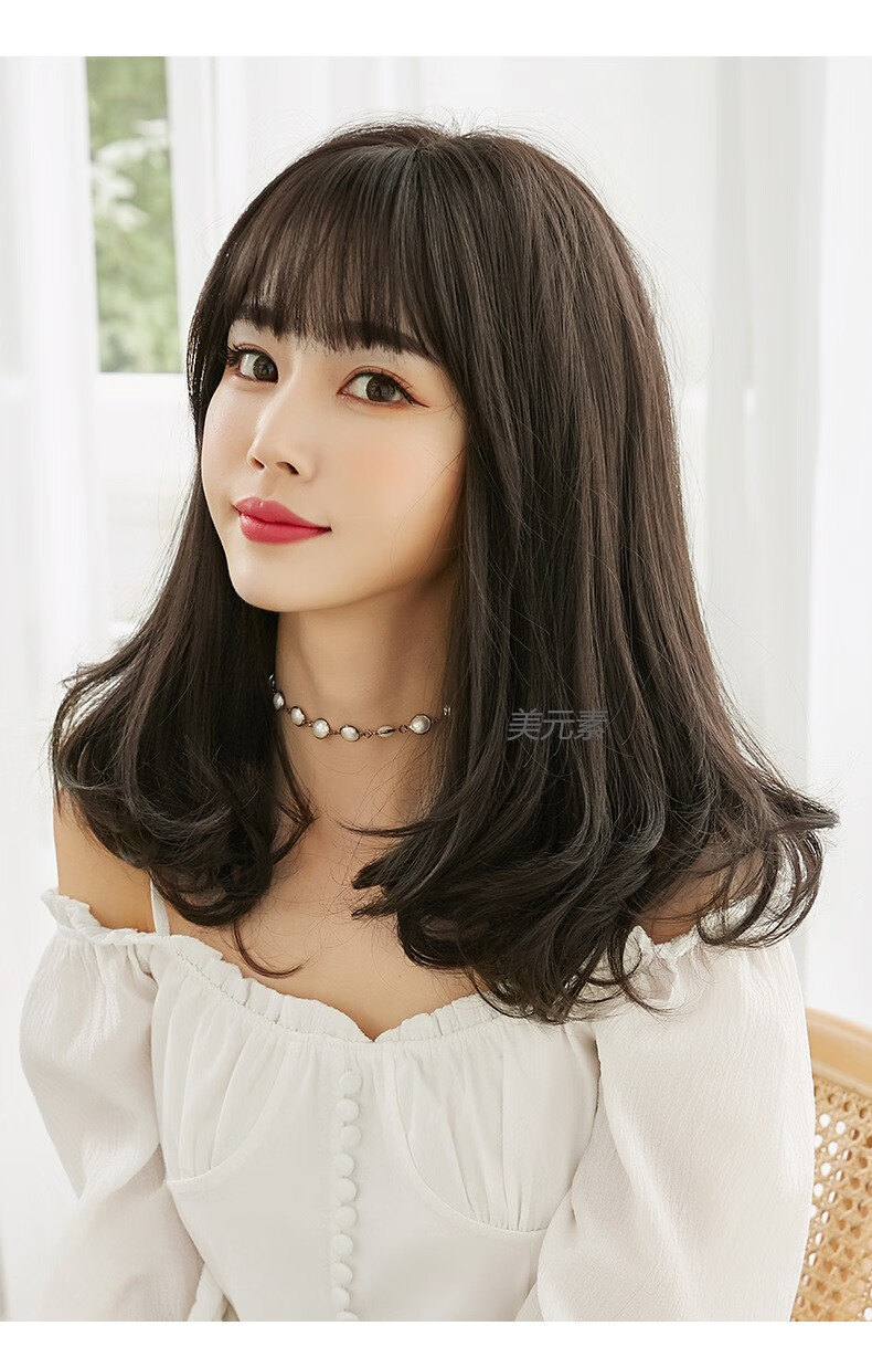 美元素假发女自然逼真内扣蓬松卷发大波浪中长优雅锁骨发女士假发套冷