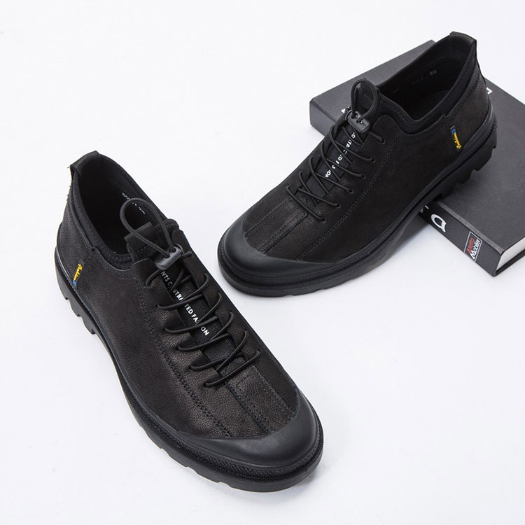 senropala品牌休闲鞋男2020冬季新款款油蜡牛皮包头休闲男鞋系带厚底