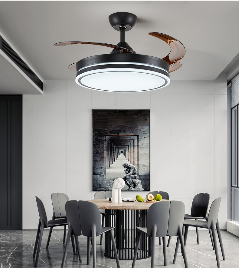 韩御隐形风扇灯客厅餐厅吊扇灯饭厅带灯电灯扇卧室灯带吊扇吊顶电风扇