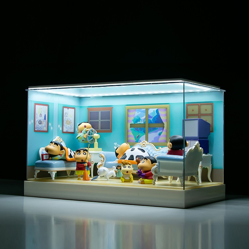 618活动动漫蜡笔小新日常系列盲盒场景潮玩礼物桌面摆件收纳展示盒