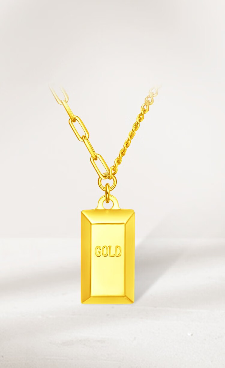 老凤凰 ing系列暴富小金条项链小金砖金块吊坠足金黄金(工费808计价)