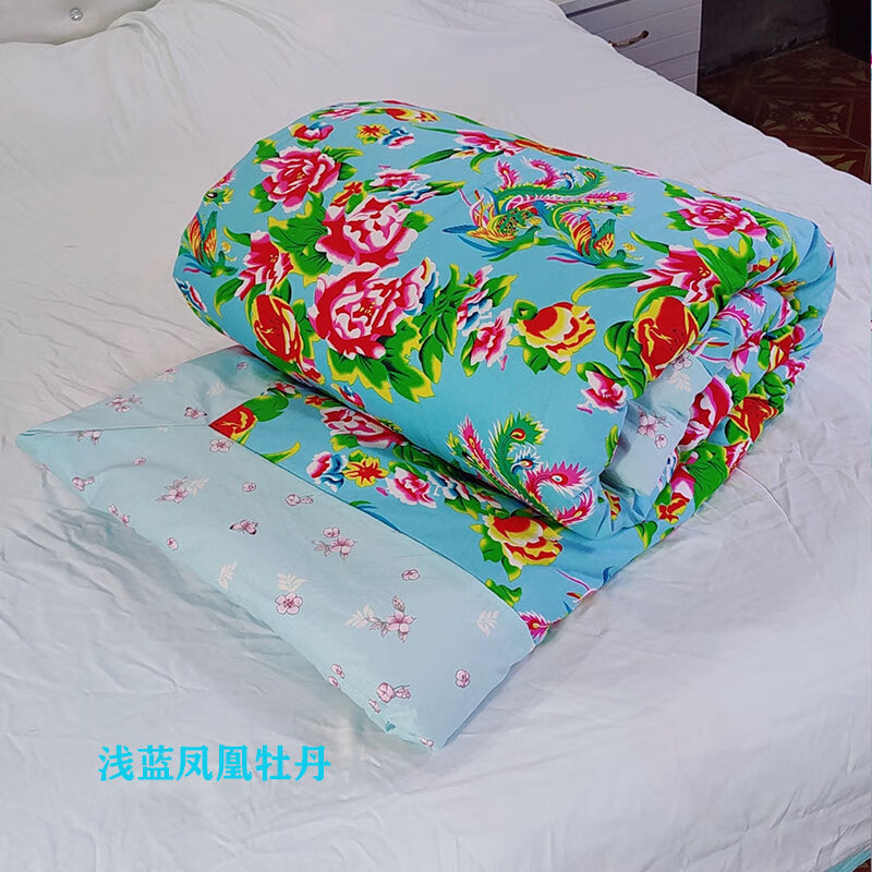 东北大花被 复古东北风大花花布凤凰牡丹传统老式被套怀旧民族 粉色
