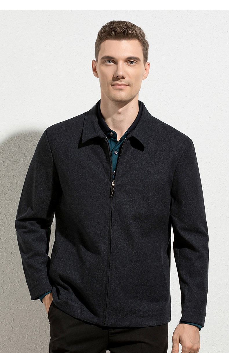 浪登商务休闲夹克男士秋季翻领外套中青年简约爸爸父亲装新款茄克深