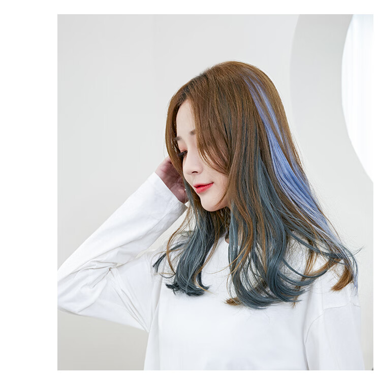 挂耳染发片彩色假发片挑染接发条挂耳烫卷发短款心机渐变一片式 极光