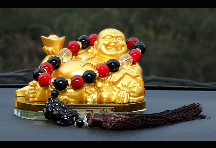 神驹佳通 汽车车内饰品摆件弥勒佛像车上保平安佛系中控台高档男车载
