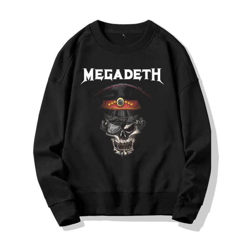 megadeth金属摇滚乐队印花联名圆领春秋无帽衫卫衣男初高中大学生粉丝