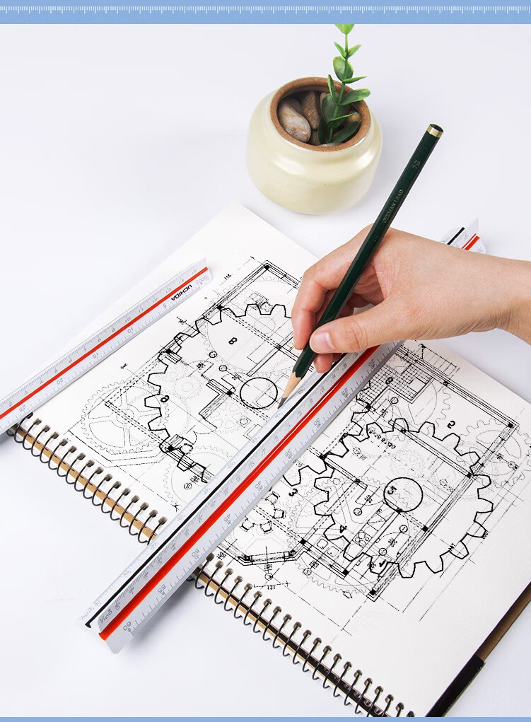 日本进口uchida内田比例尺15cm 30cm三棱比例尺 漫画建筑设计手绘图用