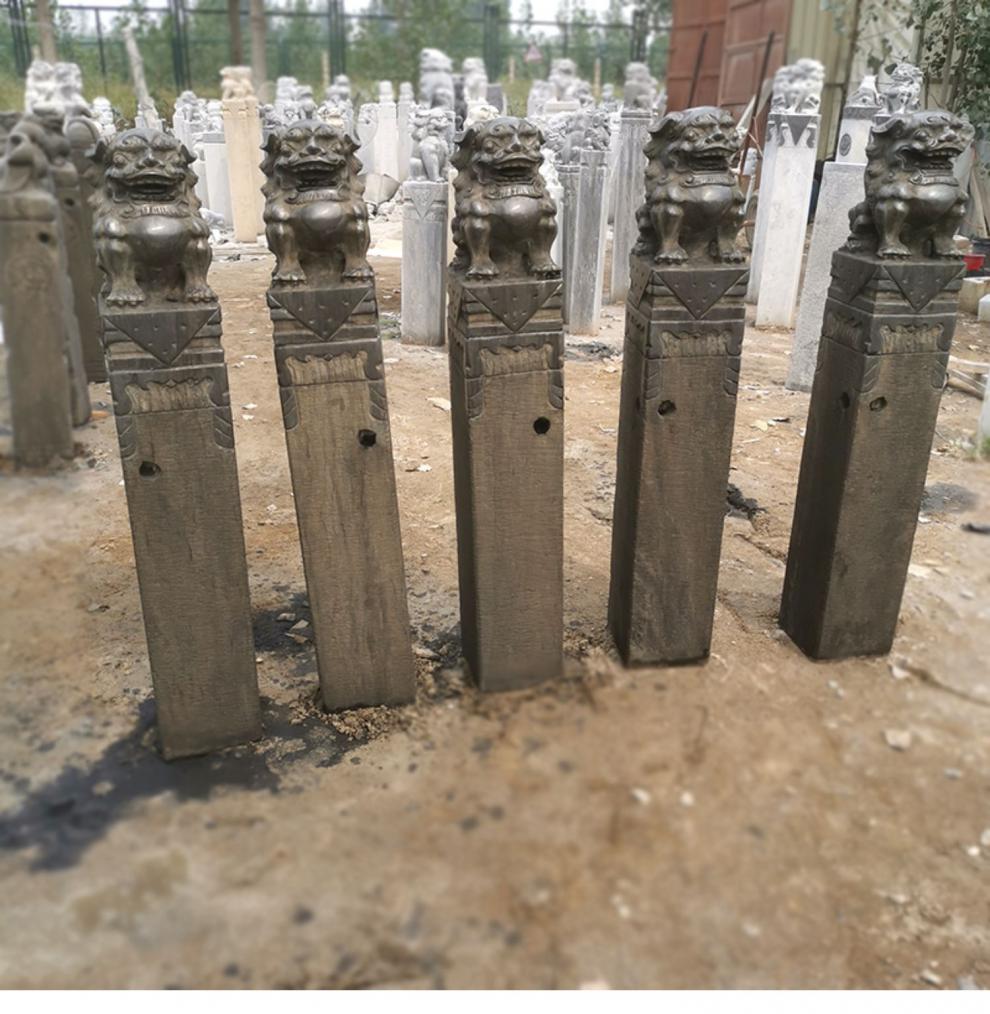 石雕拴马桩青石仿古做旧四神兽栓马柱石柱门口庭院石摆件 180cm*25cm