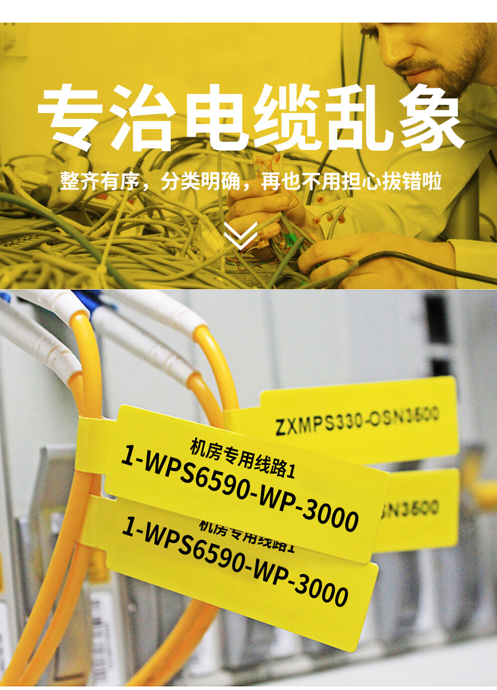 彩色線纜網線標籤貼紙防水網絡通信房電源線路機房佈線數據插頭線束p