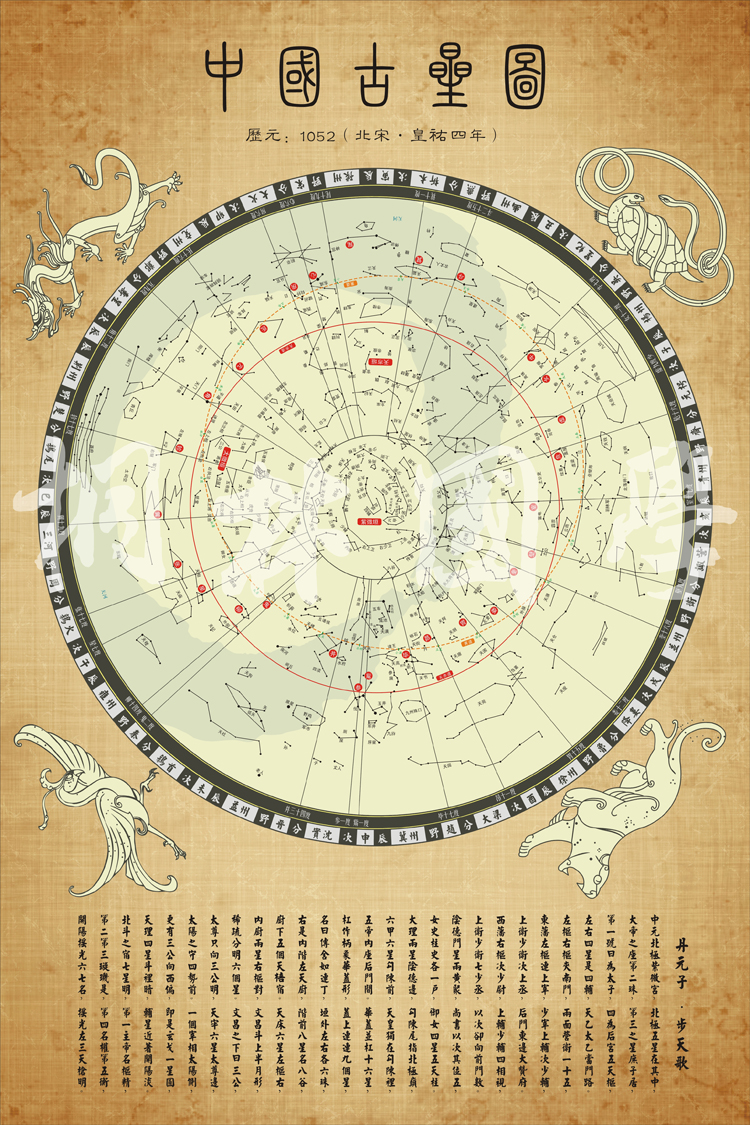 温妤(wxpyu)中国古星图 星官图 三垣二十八星宿图 星象图装饰画 03