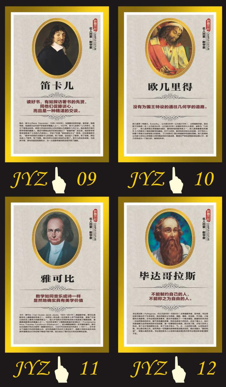 校园科学家挂图海报 物理学家化学家生物学家数学家简介名人名言挂图