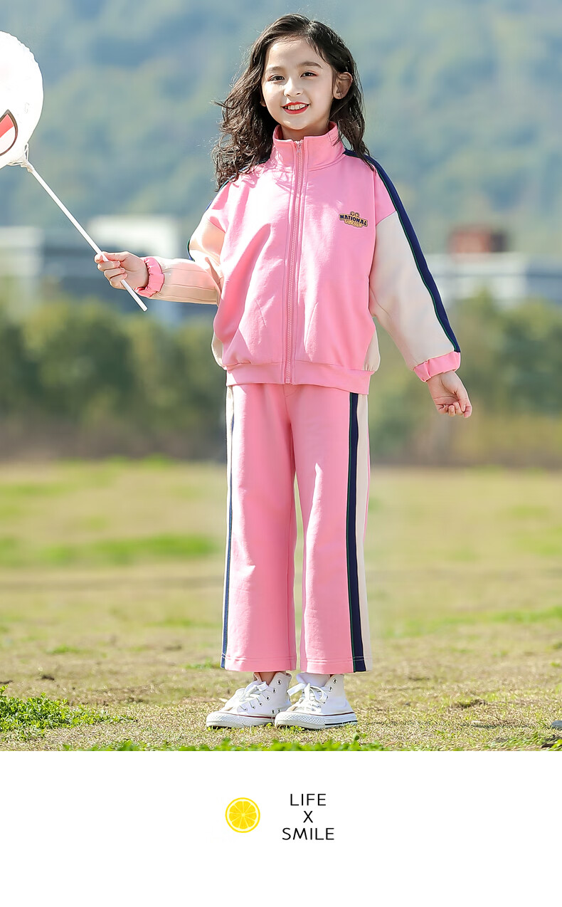 网红中大童女装春装2021新款洋气女童春秋小女孩儿童运动服套装潮藏青