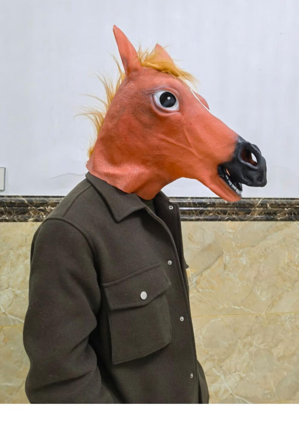 套 套搞笑棕色马面具网红用品沙雕主播整蛊酒吧年会道具大金 马头