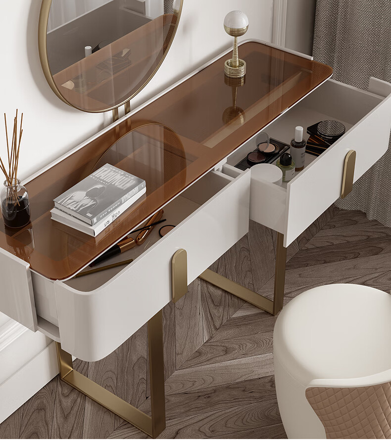 意式轻奢家用小户型梳妆台卧室化妆桌现代简约网红ins风高档收纳柜