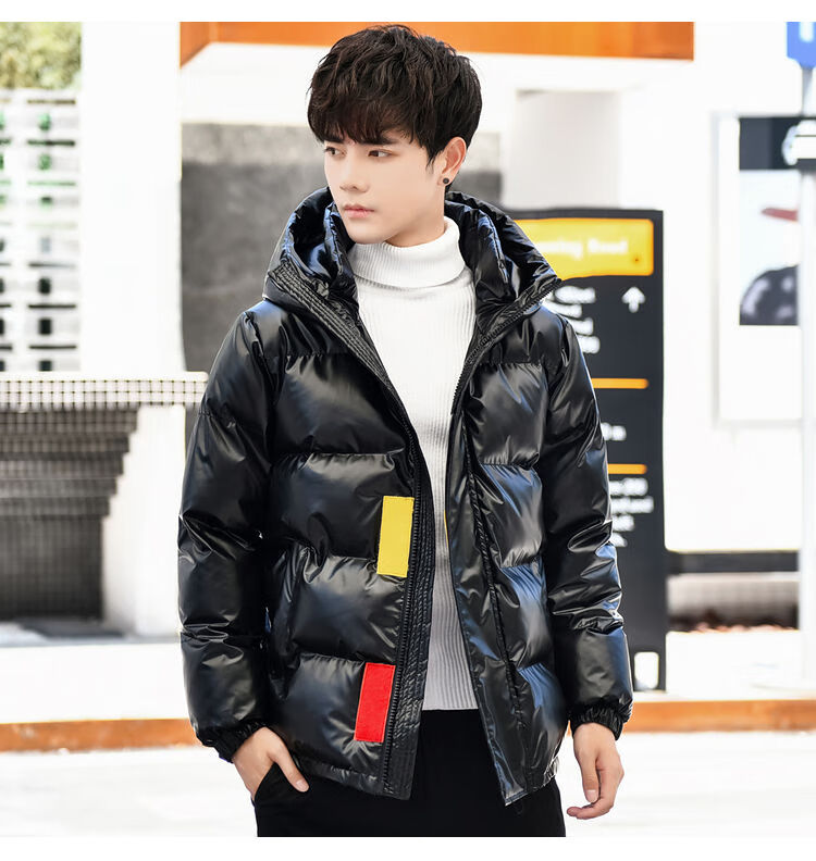 心仪男人棉衣男冬季加厚连帽短款棉袄韩版亮面青少年潮流帅气保暖棉服