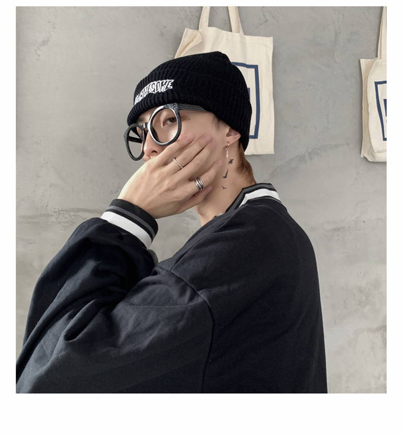 町苎冬季潮牌男生冷帽针织毛线帽子男秋冬天潮保暖男士无檐嘻哈白色