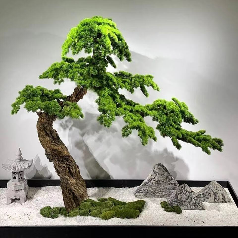 采缇(caiti)仿真迎客松罗汉松假松树商场酒店装饰造型绿植景观摆件