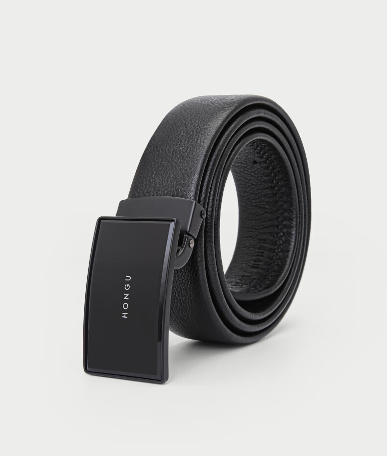 红谷男士皮带商务休闲平滑扣头层牛皮腰带男青年简裤带中年光面软h