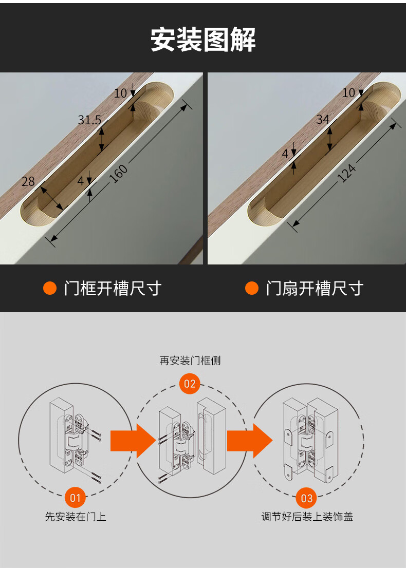 隐形合页铰链安装图图片