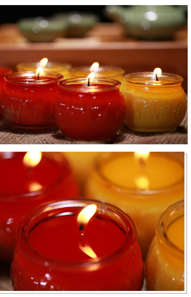 无烟酥油蜡烛家用长明灯供佛灯平口莲花酥油灯24小时佛灯香烛a1 平口