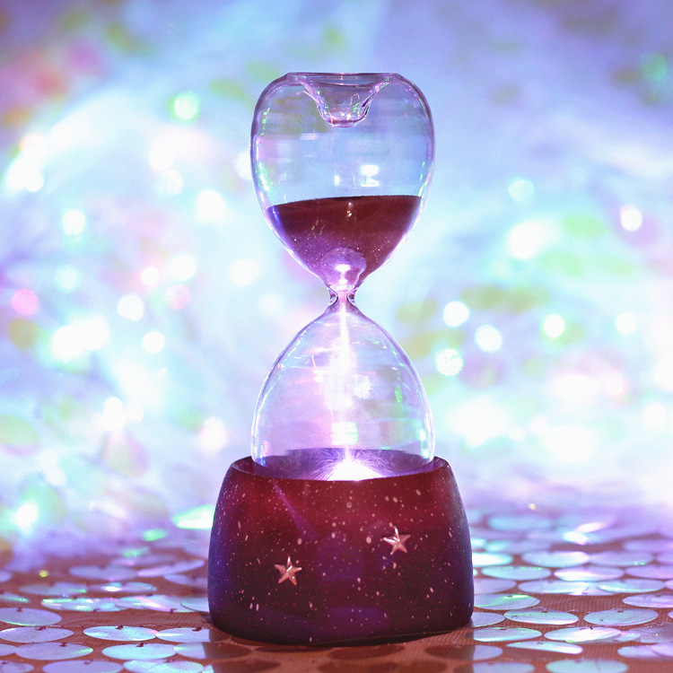 圣诞节新年少女心房间装饰品摆件星空带灯沙漏计时器生日粉萌礼物 b带