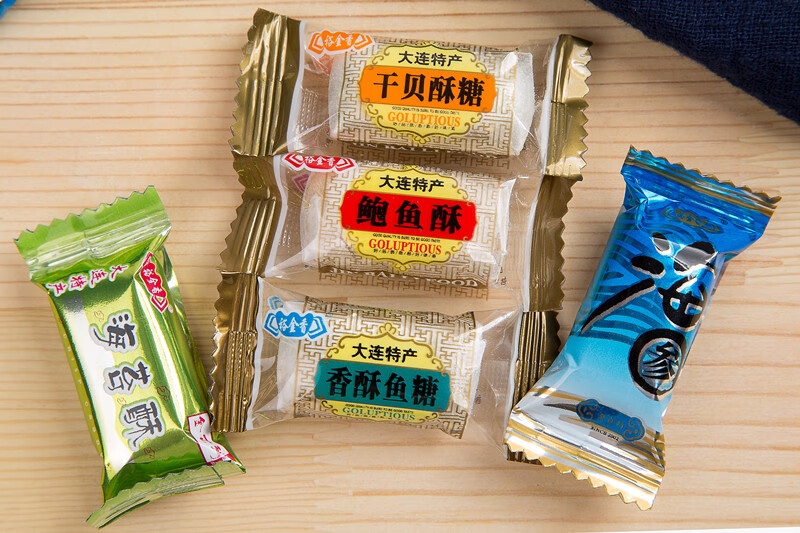 大连特产金百利海鲜酥糖454g干贝糖鲍鱼糖海参糖大虾糖喜糖