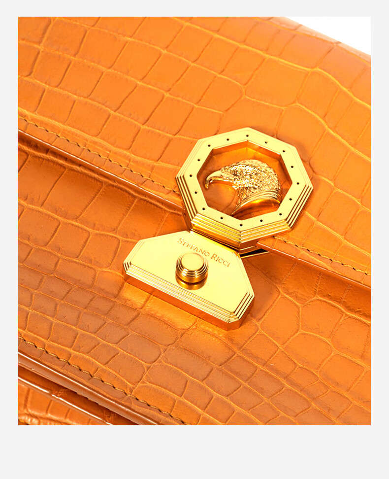 stefanoricci2021新款鳄鱼皮革手包米黄
