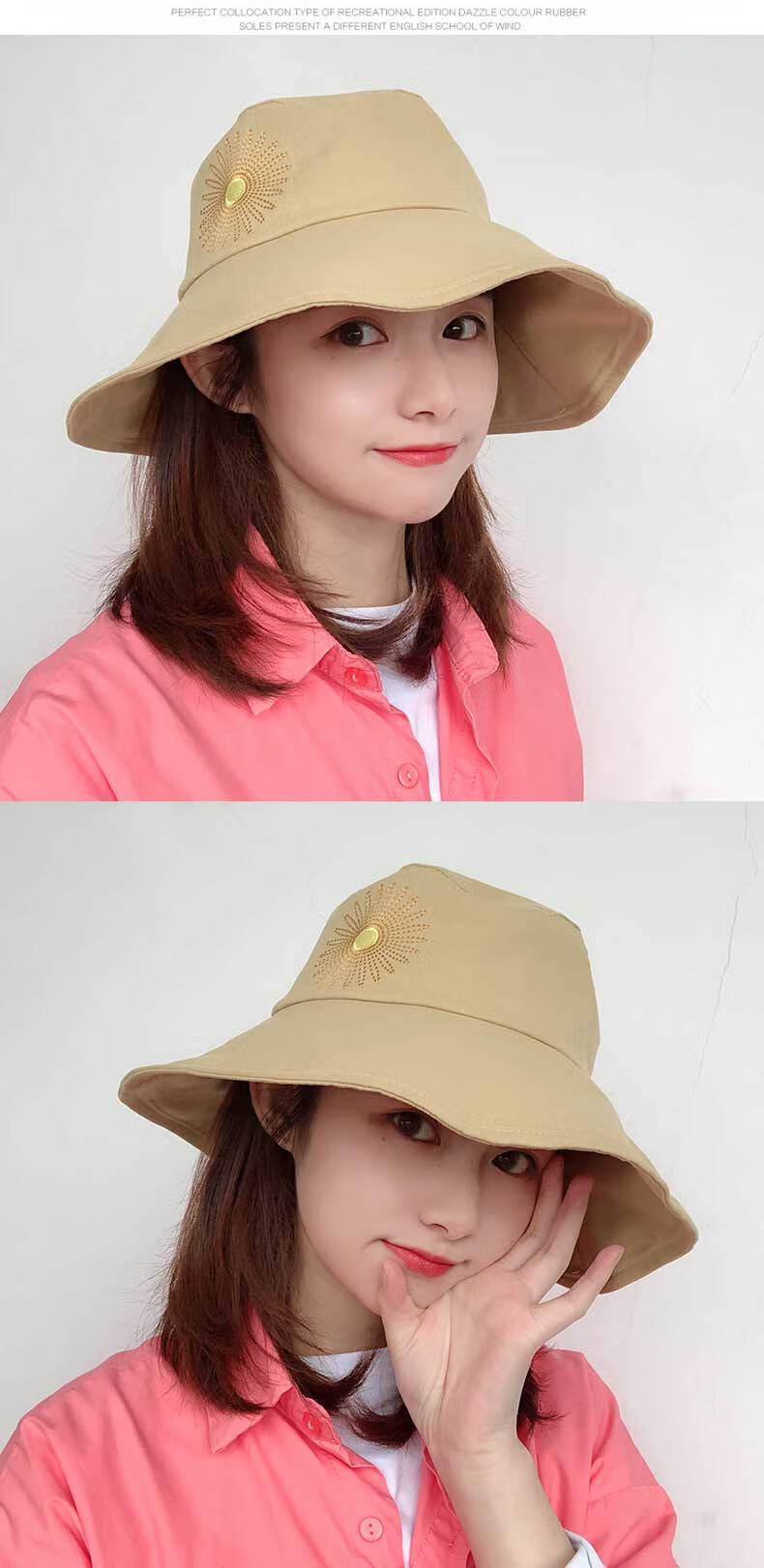 专柜高端潮牌正品定制李沁明星同款帽子女春秋百搭新款潮刺绣渔夫帽女