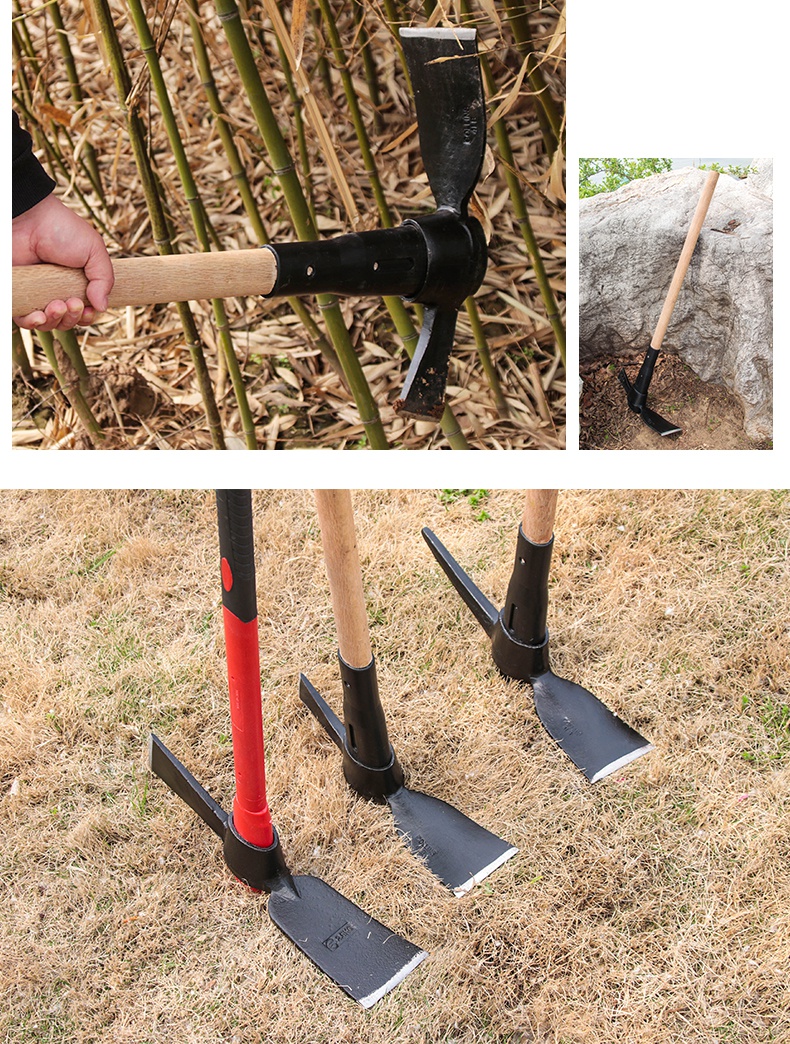 挖笋专用锄头洋镐锰钢镐锄多功能家用农具挖地种菜挖竹笋神器工具 木