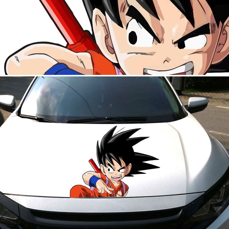 fgacct汽车个性创意车贴七龙珠动漫赛亚人创意卡通车贴孙悟空划痕后窗