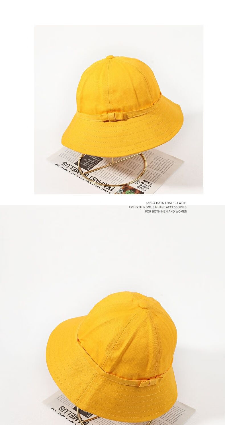 季日本樱桃小丸子帽子女幼稚园jk小黄帽小学生亲儿子黄色渔夫帽