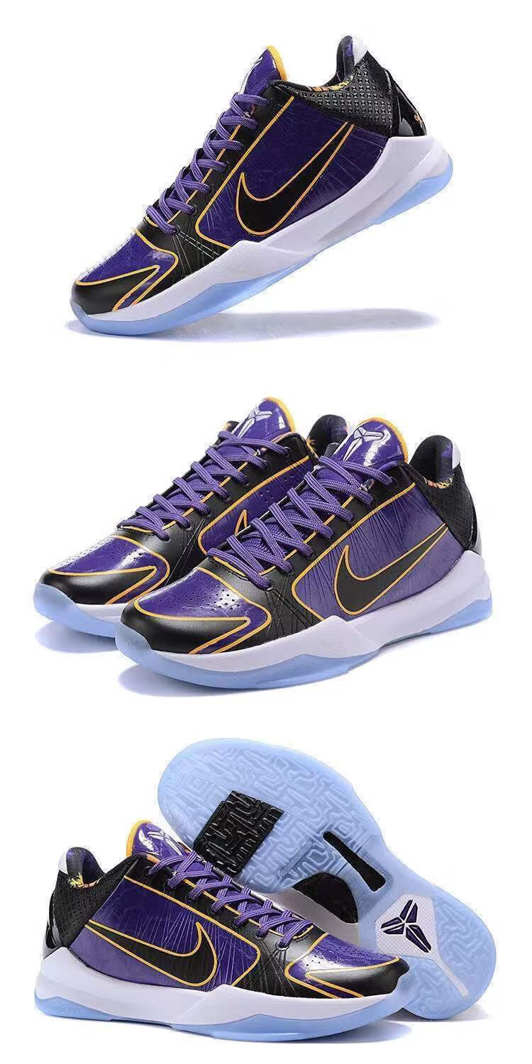 纪觅新款科比5代篮球鞋kobe5鸳鸯黑白李小龙黑黄李小龙气垫耐磨实战