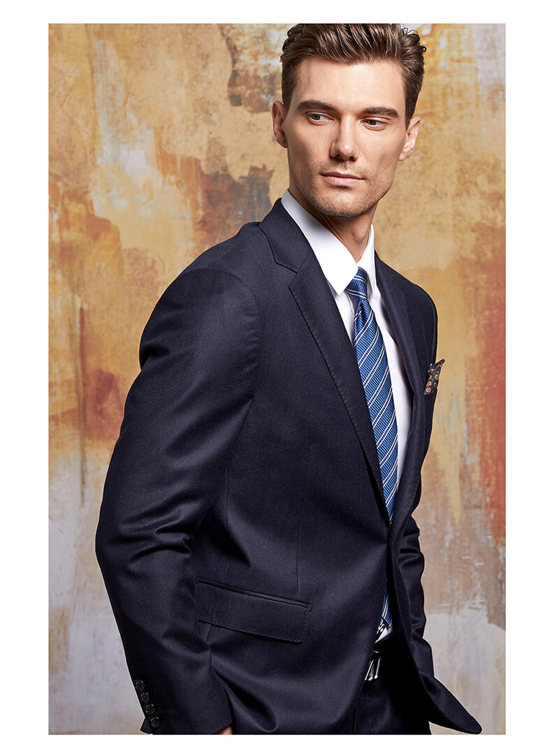 vasto华斯度西服套装上衣男士外套伴郎新郎服商务职业正装西装 深蓝色