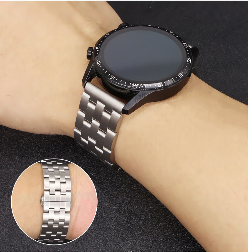 适用华为手表watch3丨gt丨gt2pro五珠不锈钢表带金属watch2智能手表荣