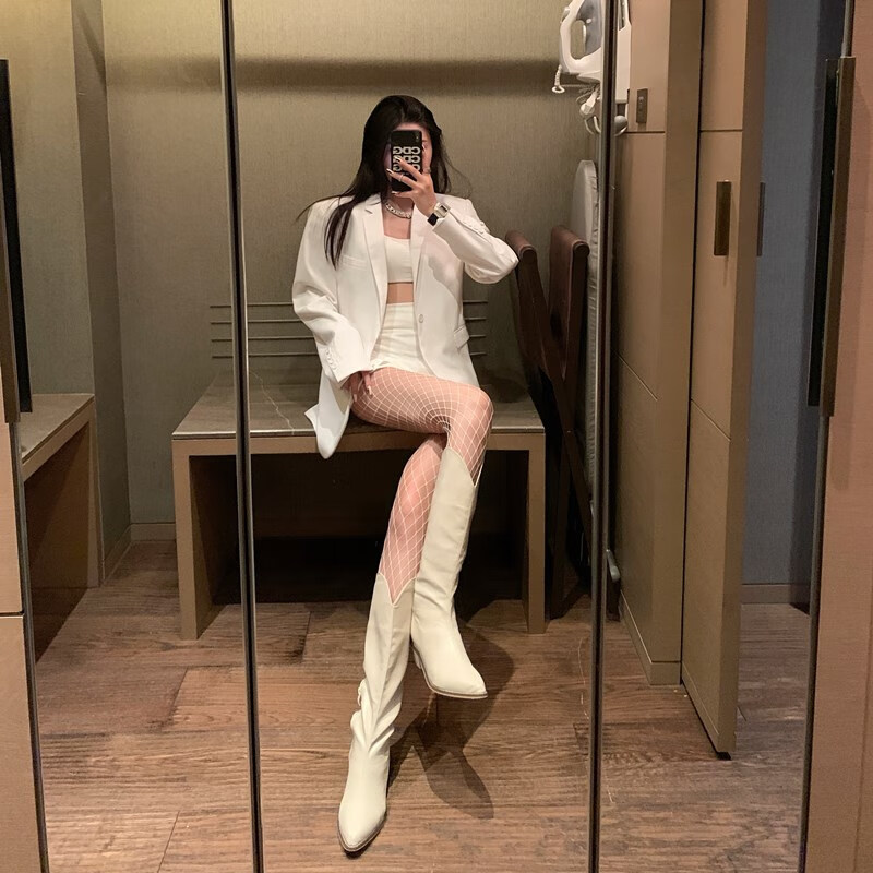 浪莎(langsha)渔网袜黑色渔网袜格子薄款防勾丝性感外穿美腿丝袜女缕